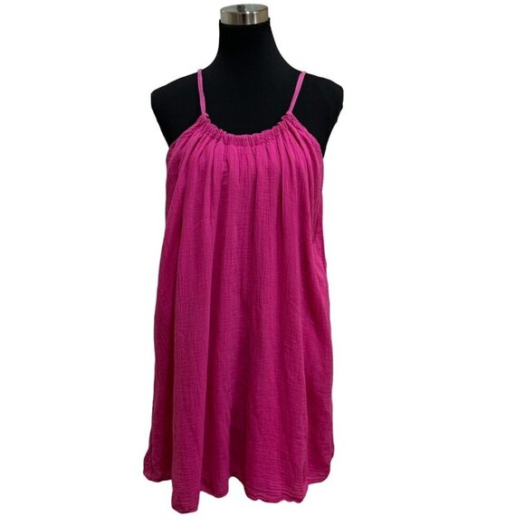 Velvet Graham & Spencer Womens M Dress Cotton Gauze Pink Sleeveless Vintage Slub - Picture 1 of 8